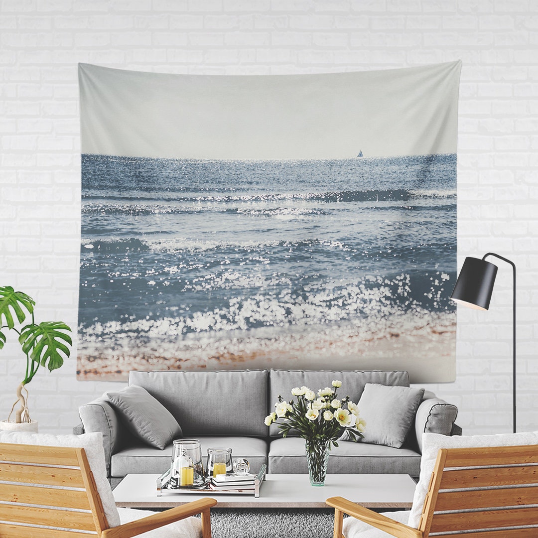 Sea Wall Tapestry ocean dorm wall decor nautical living room | Etsy