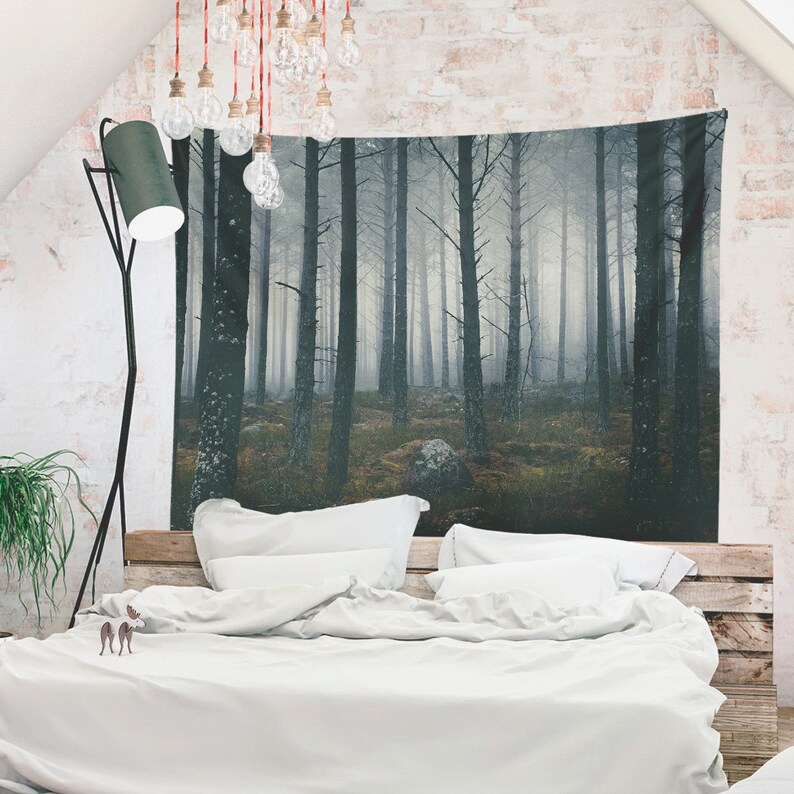 Spooky Forest Tapestry Nature Tapestry Large Wall Art Boho Etsy