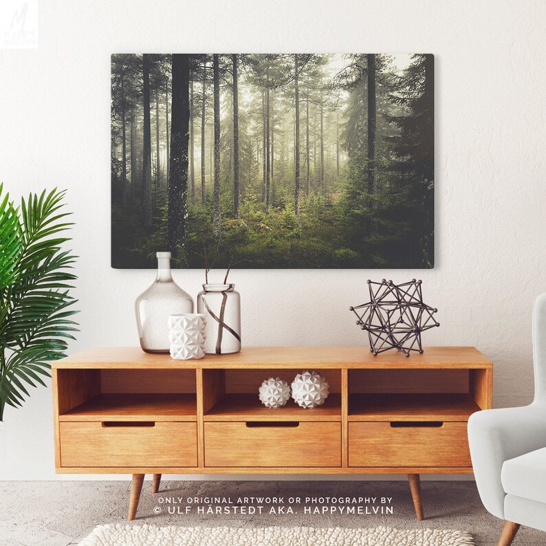 Magical Forest Canvas Art Evergreen Woods Wall Art Large Etsy