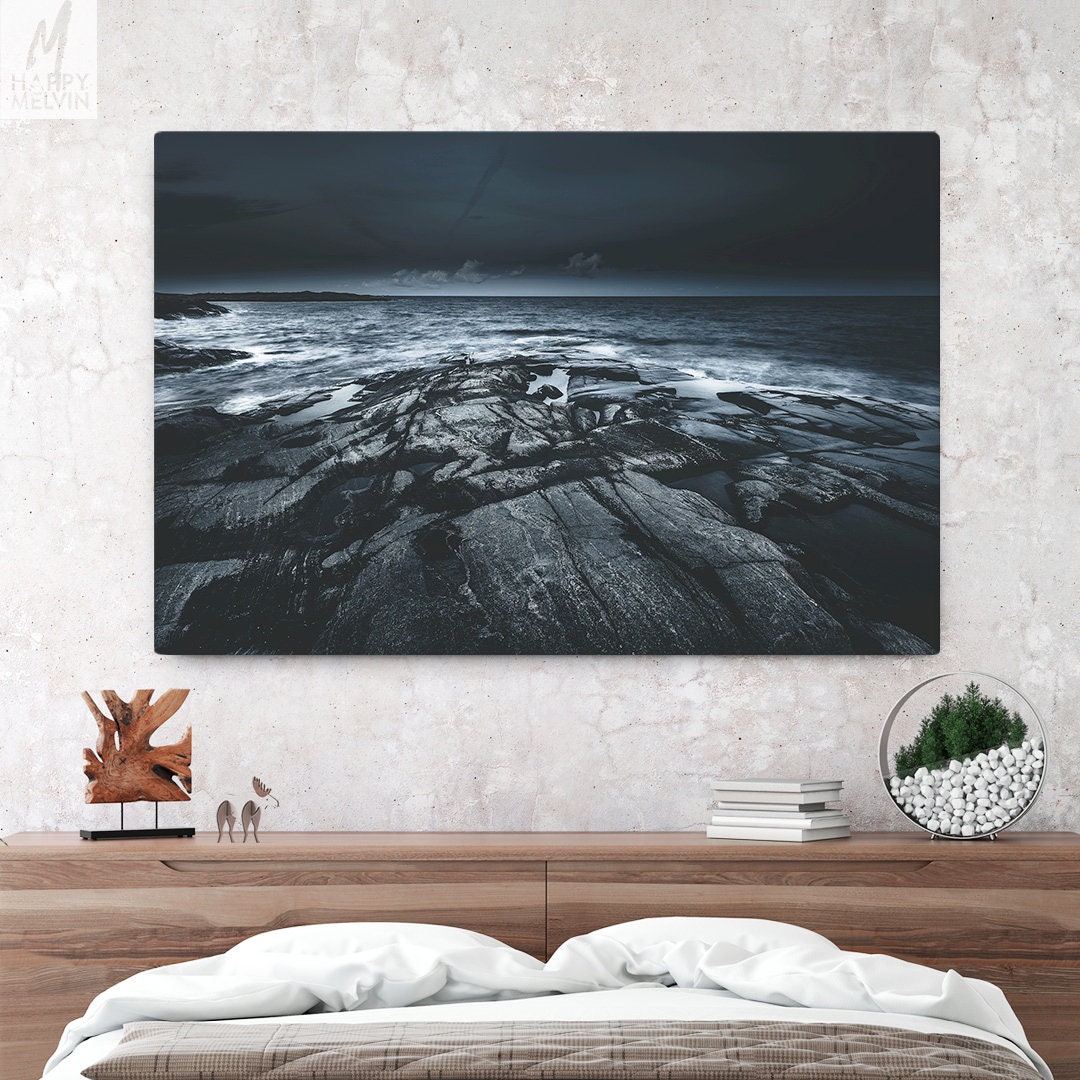 Dark Ocean Canvas Art Large Sea Wall Art And Wall Decor Ready To Hang Nautical Art Modern Home Decor Making A Statement