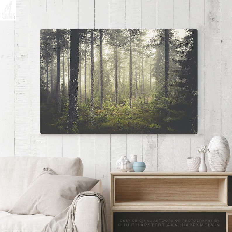 Magical Forest Canvas Art Evergreen Woods Wall Art Large Etsy