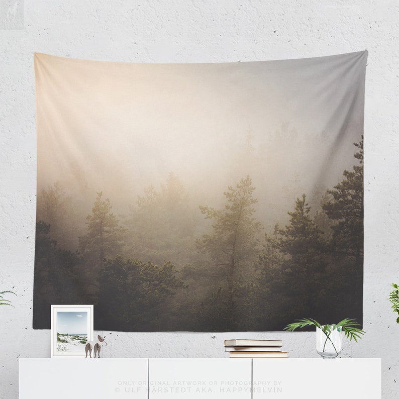Glowing Forest Wall Tapestry Nature Dorm Decor And