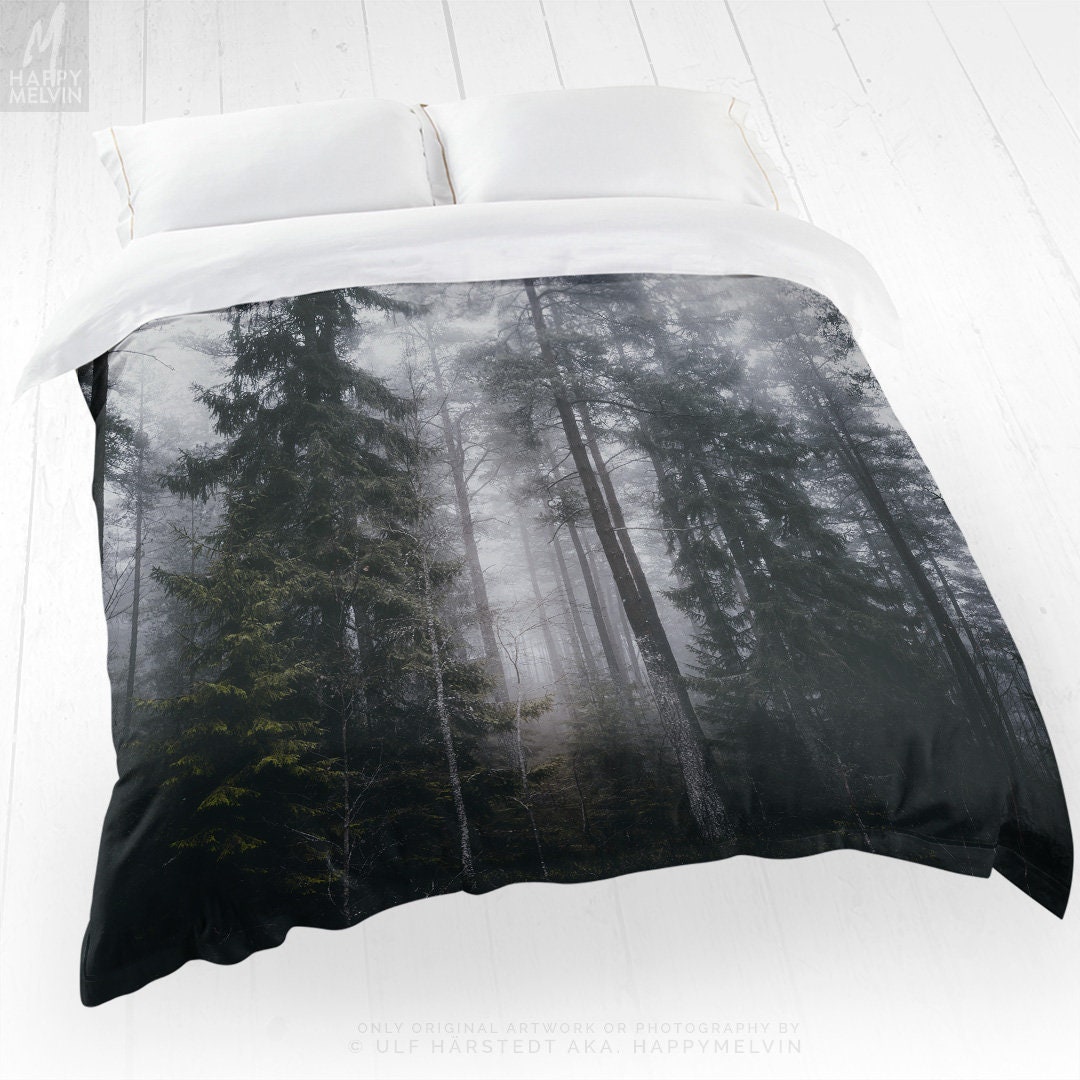 Foggy Pine Trees Duvet Cover Forest Bed Linen And Bedding Woods Gallery Photo