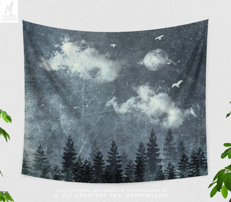 Forest Art Tapestry Boho Dorm Wall Dreamy Woodland