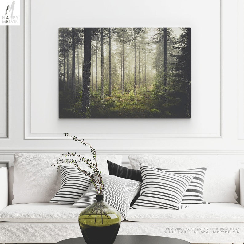 Magical Forest Canvas Art Evergreen Woods Wall Art Large Etsy