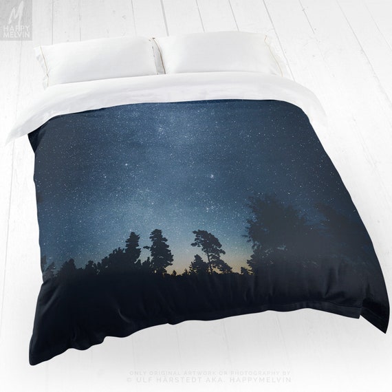 Wanderlust Forest Duvet Cover Starry Night Bed Linen And Bedding Nature Art Bedroom Decor And Home Decor Twin Queen And King Size