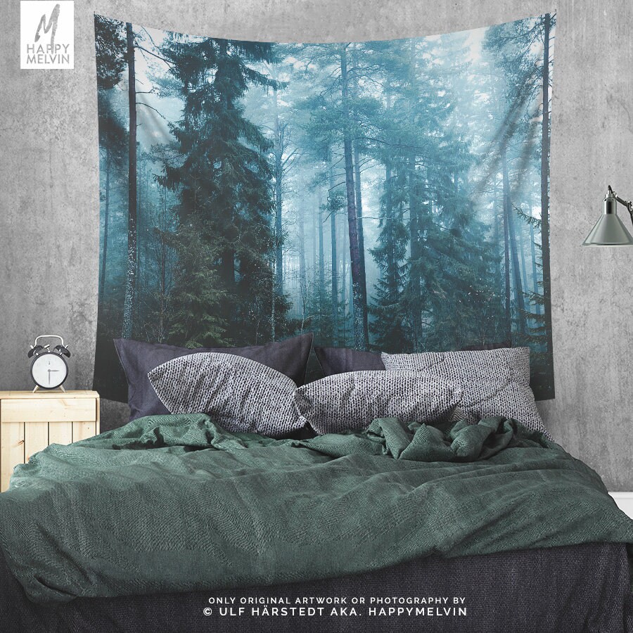 Beautiful Fog Forest Tapestry Nature Tapestry Dorm And