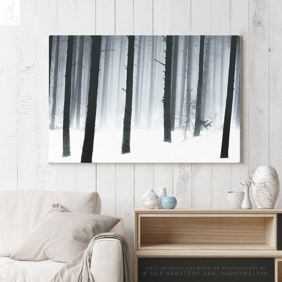 Winter Woods Canvas Art Forest Wall Decor Large Modern Etsy