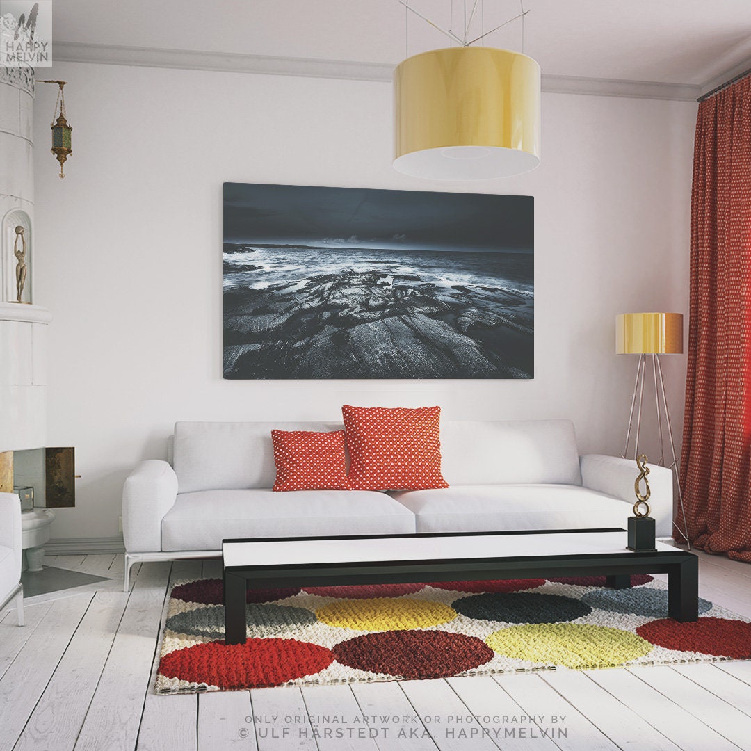 Dark Ocean Canvas Art Large Sea Wall Art And Wall Decor Ready To Hang Nautical Art Modern Home Decor Making A Statement