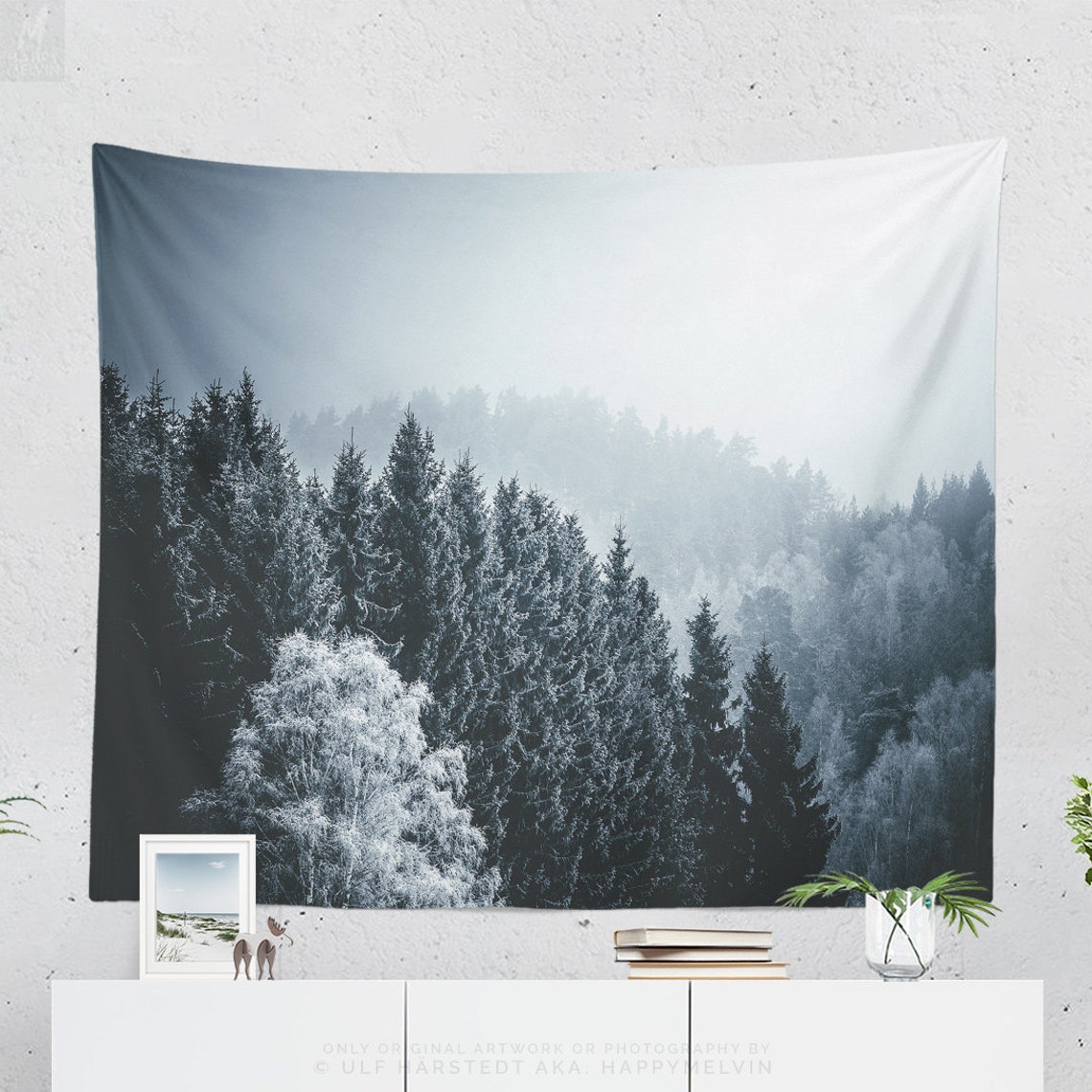 Tapices de pared de madera fría tapiz de pinos dormitorio | Etsy