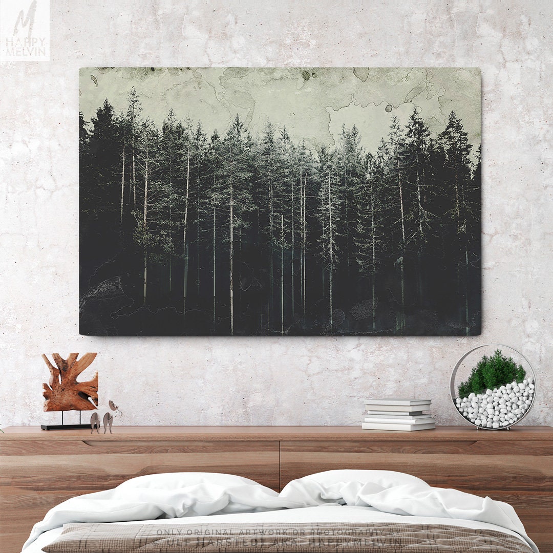 Vintage Forest Canvas Wall Art Trees Canvas Art And Large Nature Wall Decor Ready To Hang Living Room Canvas Farmhouse And Woodland Decor