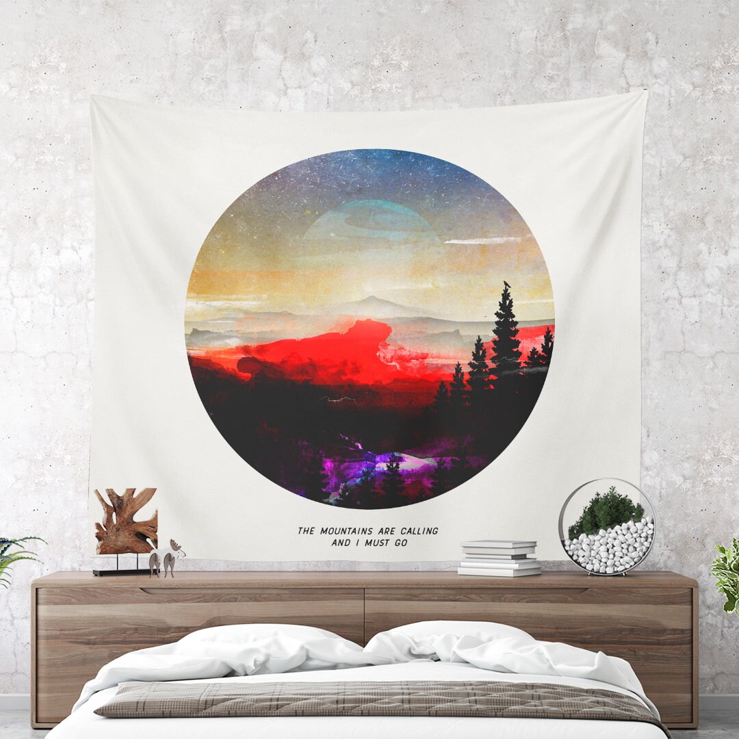 Wanderlust Wall Tapestry Colorful Dorm Wall Hanging Nature Art Living Room Wall Decor Large Bedroom Wall Art