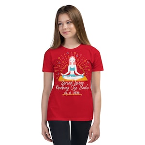 Cute Meditating Girl Tee Flower Gift Metta Prayer Art Shirt Youth Spreading Smiles Blessings Mandala T Shirts Hearts Loving Kindness Wishes