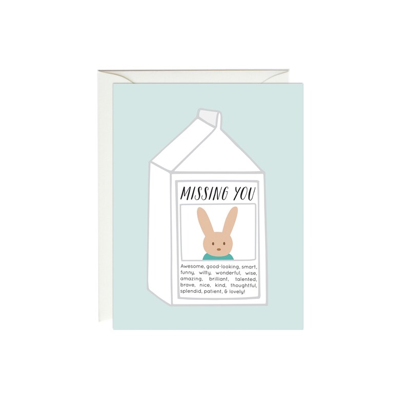 Missing You Card Miss You Cards Miss You Card Missing You Bunny Card