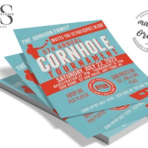 Cornhole Tournament Flyer / Invitation - Digital File - Made to Order
