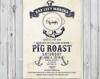 pig roast invitation etsy