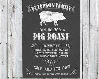 pig roast invitation etsy