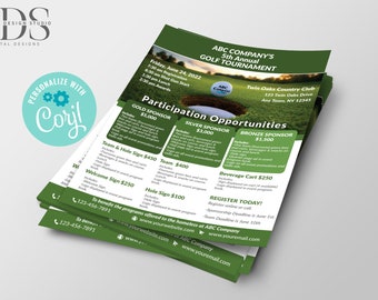 Golf Tournament Opportunities / Sponsorship Flyer - Digital File - Party Invitation - DIY in Corjl - Digital File
