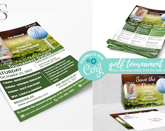 Golf Tournament Opportunities / Sponsorship Flyer, Tournament Flyer & Save the Date Bundle - DIY in Corjl - Digital Files