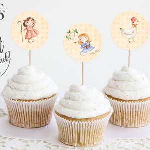 Mother Goose Nursery Rhyme Birthday / Baby Shower - Cupcake Toppers - 15 Variations - Digital File - Instant Download