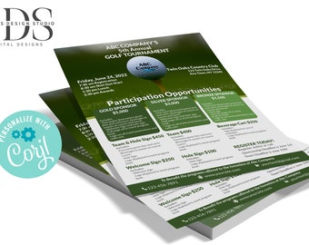 Golf Tournament Opportunities / Sponsorship Flyer - Digital File - Party Invitation - DIY in Corjl - Digital File
