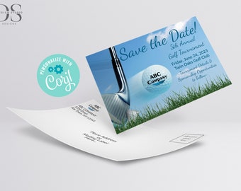 Golf Tournament Save the Date Postcard - Digital File - Party Invitation - DIY in Corjl - Digital File