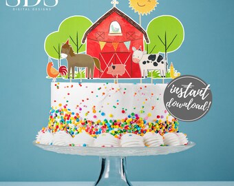 Friendly Farm Birthday Toppers - Cake Toppers, Party Decor - DIY Instant Download