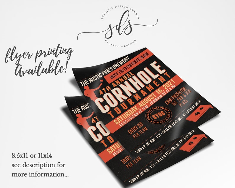 Digital File Cornhole Tournament Party Invitation Printing Available!