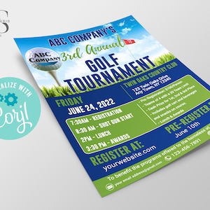 Golf Tournament Flyer - Digital File - Party Invitation - DIY in Corjl - Digital File
