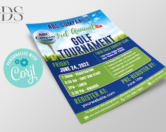 Golf Tournament Flyer - Digital File - Party Invitation - DIY in Corjl - Digital File