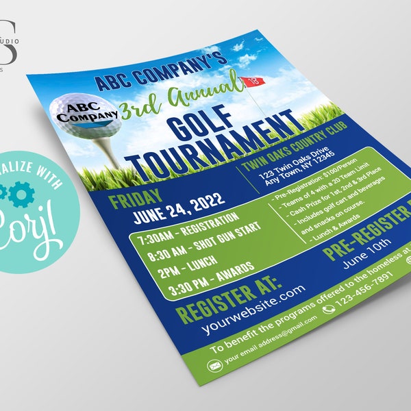 Golf Tournament Flyer - Digital File - Party Invitation - DIY in Corjl - Digital File