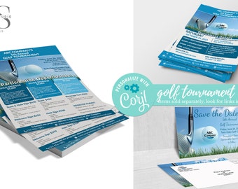 Golf Tournament Opportunities / Sponsorship Flyer, Tournament Flyer & Save the Date Bundle - DIY in Corjl - Digital Files