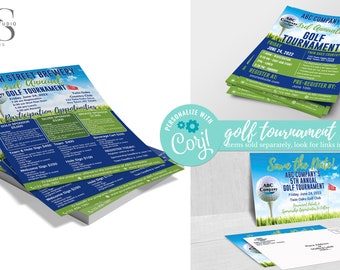 Golf Tournament Sponsorship Flyer, Tournament Flyer & Save the Date Bundle - DIY in Corjl - Digital Files