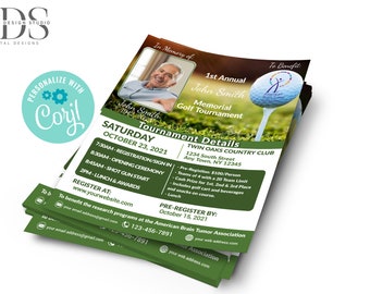 Memorial Golf Tournament Flyer 8.5x11 - Digital File - Party Invitation - DIY in Corjl - Digital File