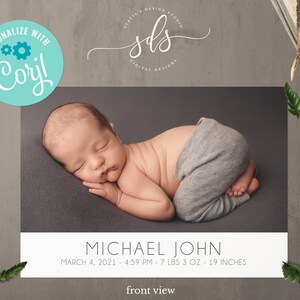 Birth Announcement - Simple Modern - 7 photo - DIY in Corjl - Digital File -