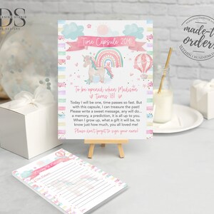 Rainbow Unicorn - Time Capsule Sign 8x10 and Message Cards 4x6 ...