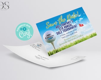 Golf Tournament Save the Date Postcard - Digital File - Party Invitation - DIY in Corjl - Digital File