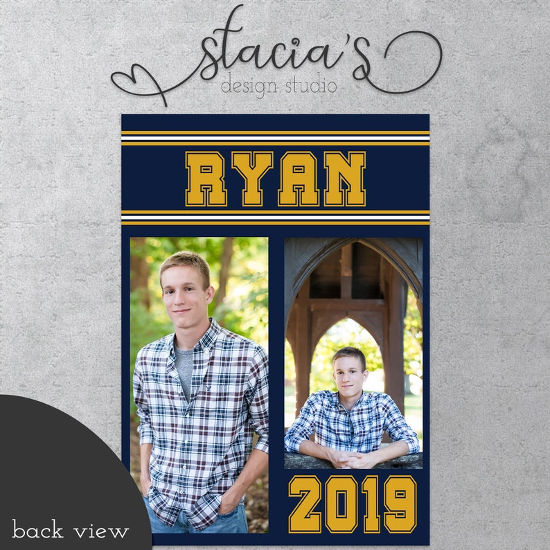 Graduation Invitation Announcement Five Photo Customizable To School Colors Two Sided Digital File