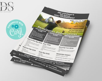 Golf Tournament Opportunities / Sponsorship Flyer - Digital File - Party Invitation - DIY in Corjl - Digital File