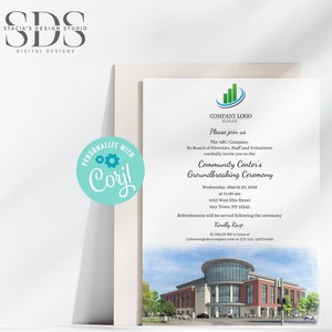 Groundbreaking Ceremony, Grand Opening, Gala Invitation - Corporate - Edit Yourself in Corjl - Digital File