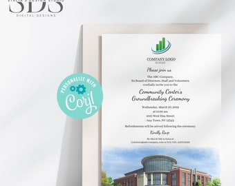 Groundbreaking Ceremony, Grand Opening, Gala Invitation - Corporate - Edit Yourself in Corjl - Digital File