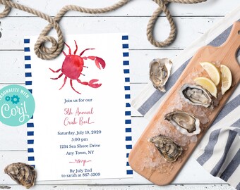 Crab Boil - Crab Bake - Party Invitation - DIY in Corjl - Digital File