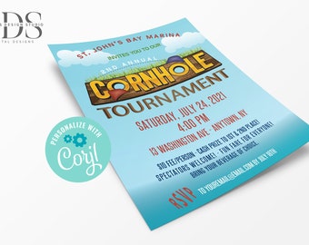 Cornhole Tournament Flyer 8.5x11 - Digital File - DIY in Corjl