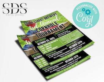 Cornhole Tournament Flyer 8.5x11 - Digital File - DIY in Corjl
