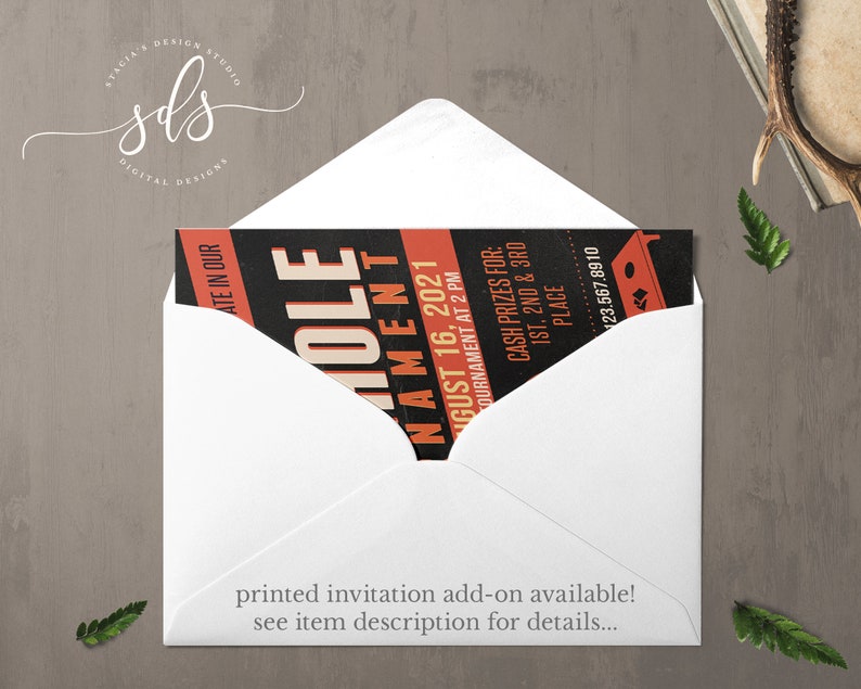 Digital File Cornhole Tournament Party Invitation Printing Available!