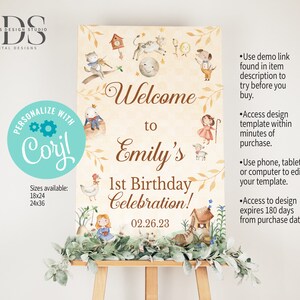 Mother Goose Nursery Rhyme Birthday / Baby Shower Welcome Sign - 18x24 or 24x36 - DIY in Corjl - Digital File
