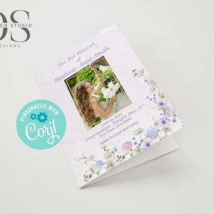 Bat Mitzvah - Blommigt vikt program - Kan redigeras för alla tillfällen - Redigera själv i Corjl - Digital fil