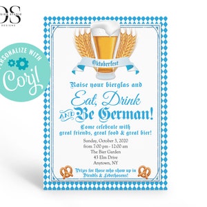Oktoberfest Invitation -  Edit Yourself in Corjl - Digital File - with
