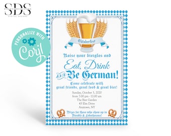 Oktoberfest Invitation -  Edit Yourself in Corjl - Digital File - with