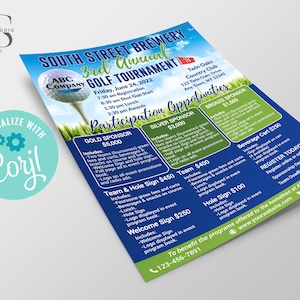 Golf Tournament Sponsorship / Participation Flyer - Party Invitation - DIY in Corjl - Digital File